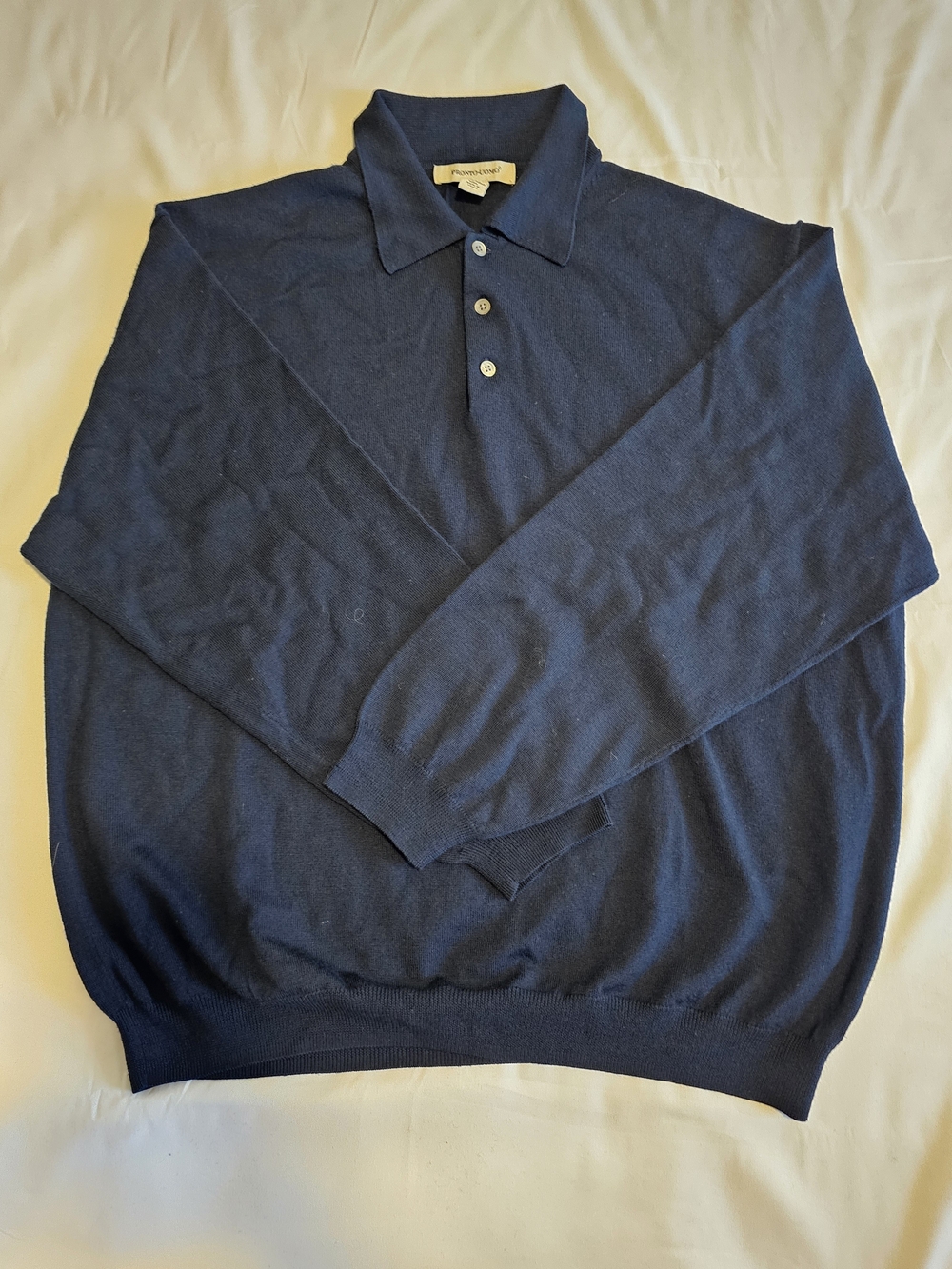 Pronto Uomo Navy Crewneck Polo Sweater Blue